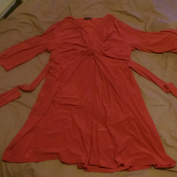 Red 3/4 Sleeve Dress - Picture 1 of 4
